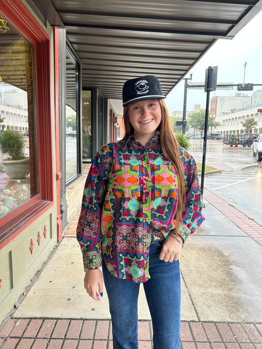 Patch Print Camp Shirt