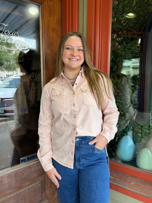 Perfectly Pink Denim Shirt