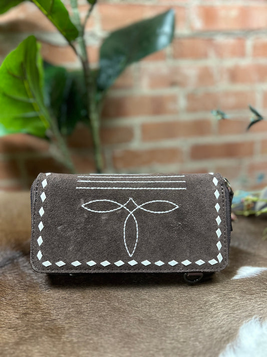 Suede Bootstitch Wallet
