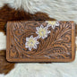 White Floral Tooled Wallet