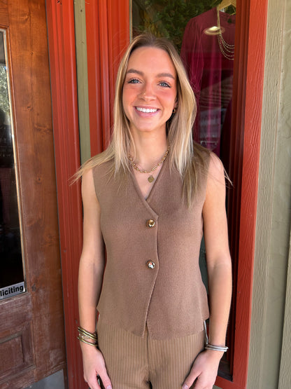 Gold Coin Vest - Mocha