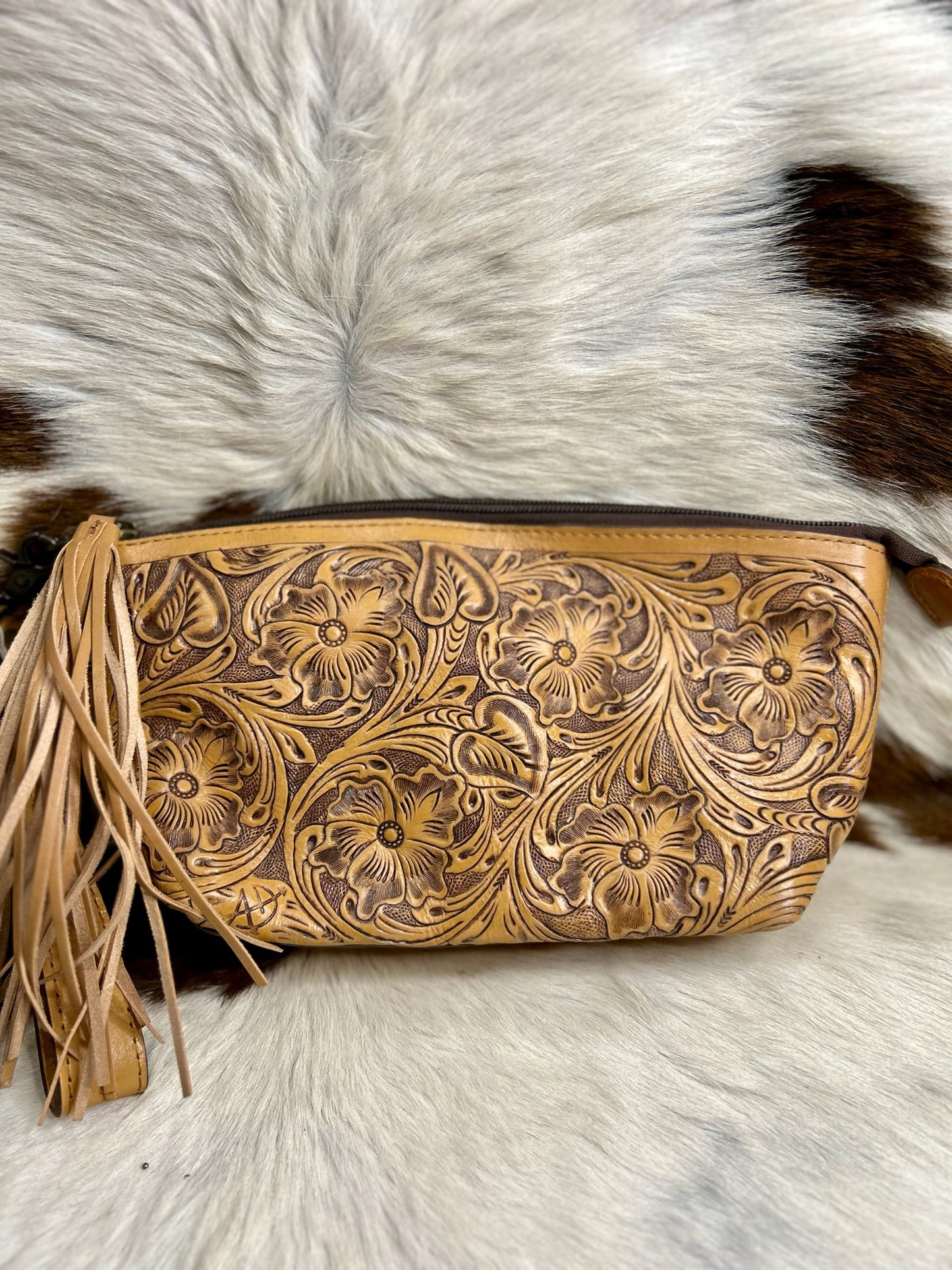 Tooled Wristlet Pouch