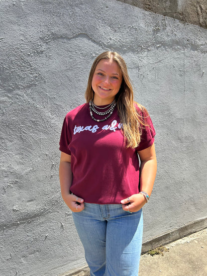 Tamu Glitter Script Top