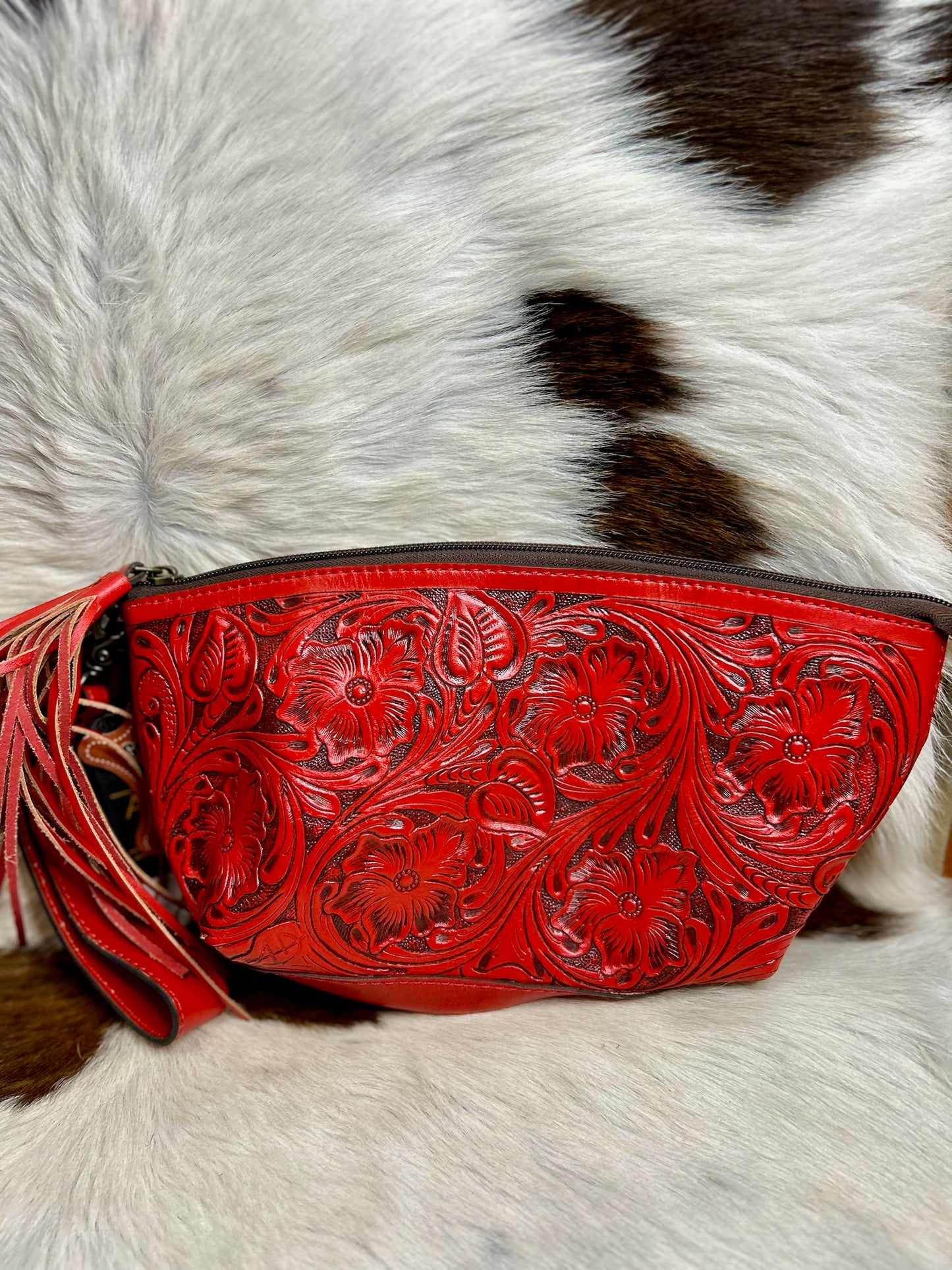 Tooled Wristlet Pouch