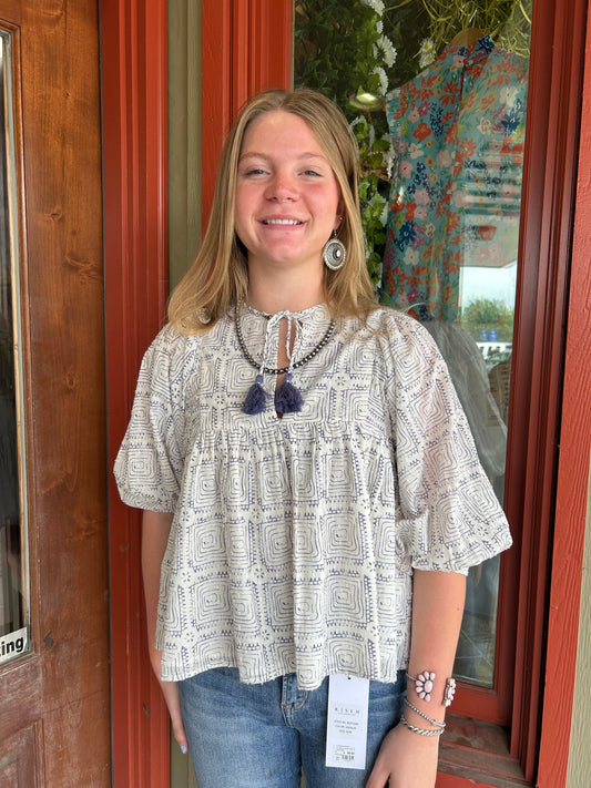 Maze Block Print Top