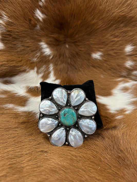Pearl & Turq Cluster Buckle