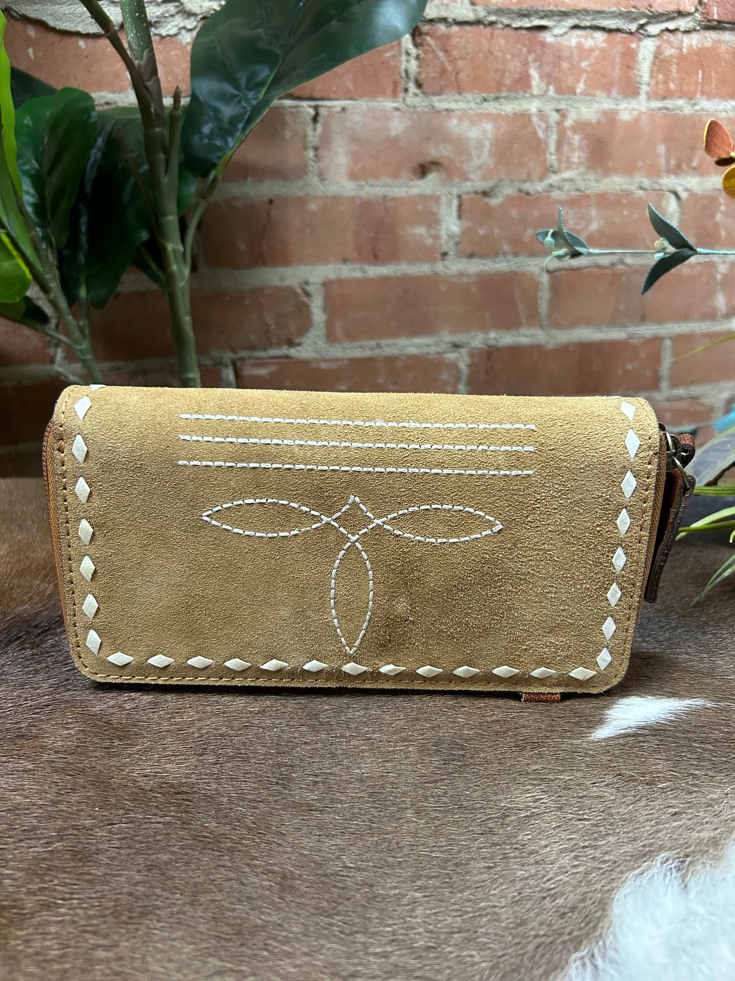 Suede Bootstitch Wallet