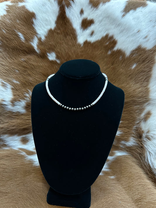Pink Conch & Navajo Necklace