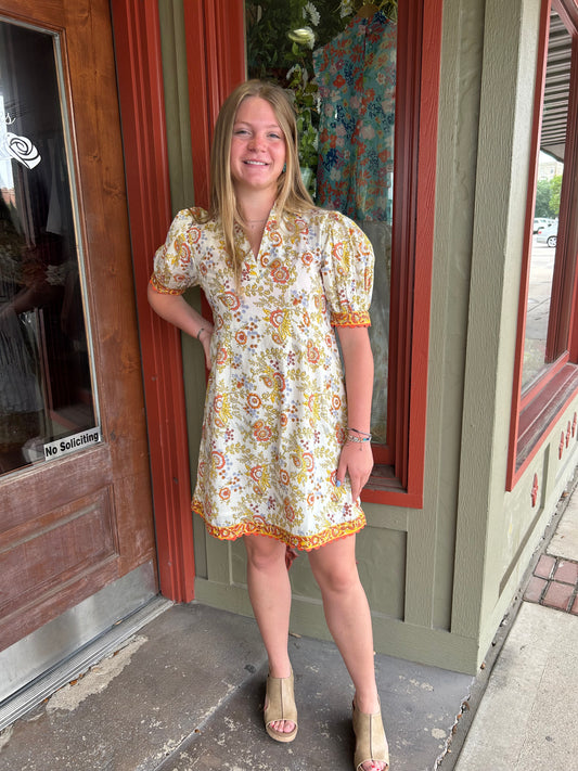 Bordered Block Shift Dress