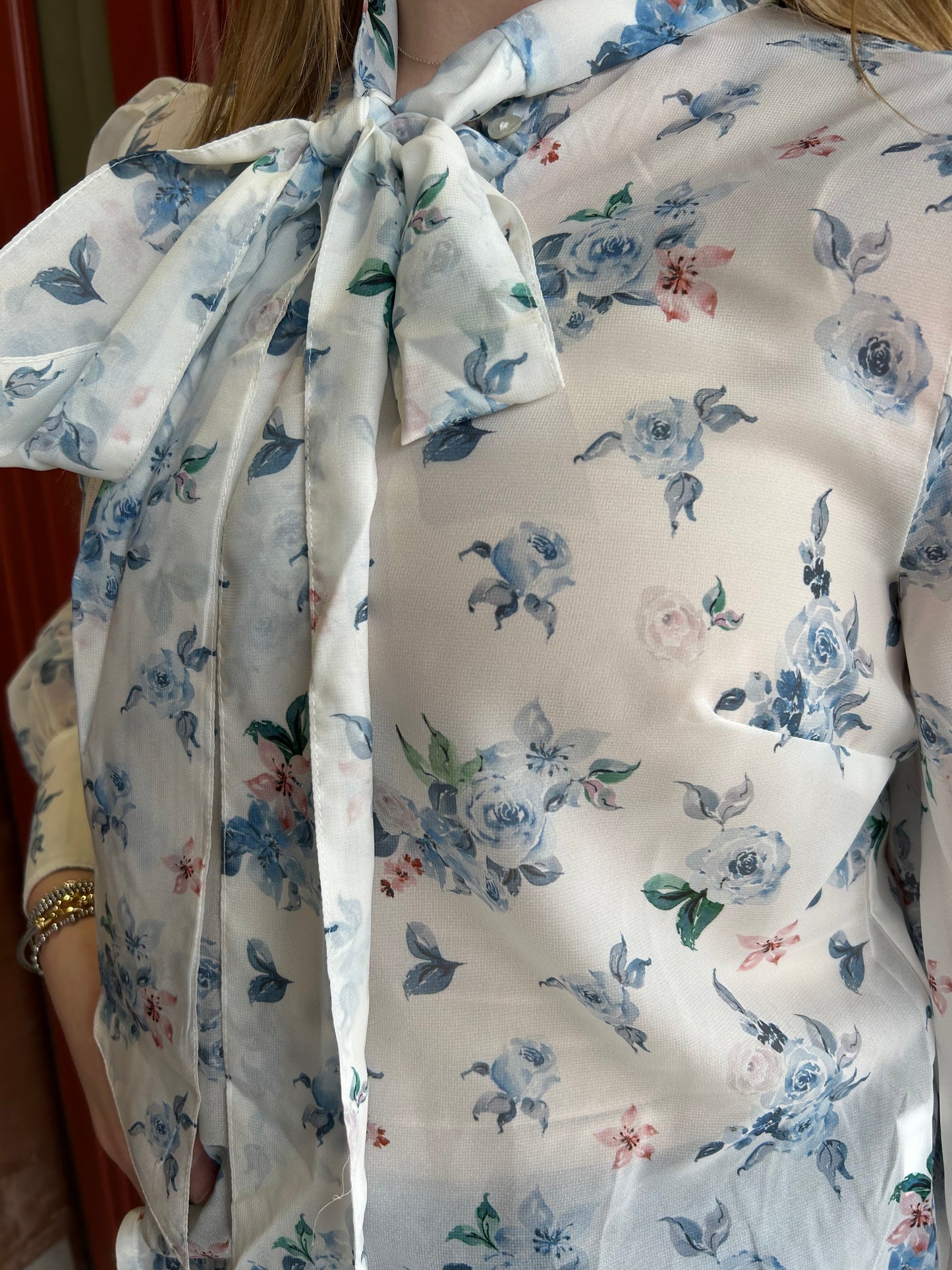 Blue Floral Tie Top