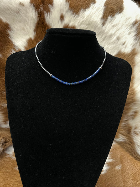 Lapis Chip Bar Navajo Necklace
