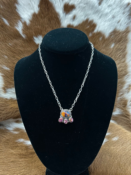 Paw Nacklace - Pink Dahlia