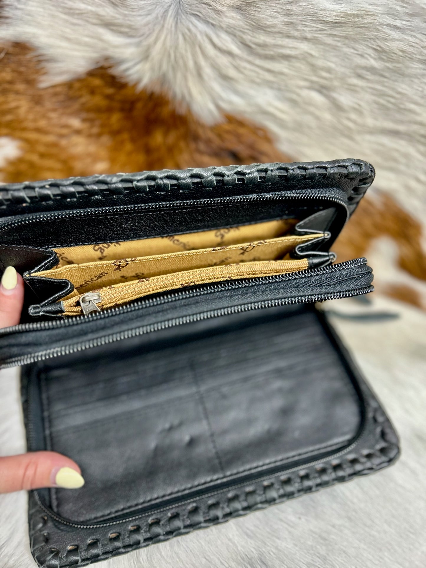 Two Tone Tooled Book Wallet