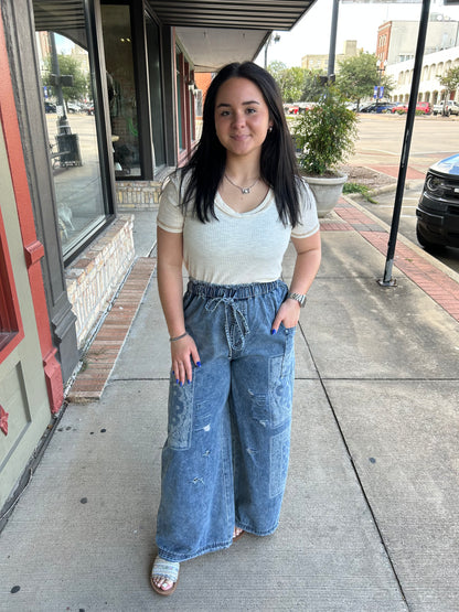 Denim Bandana Pants