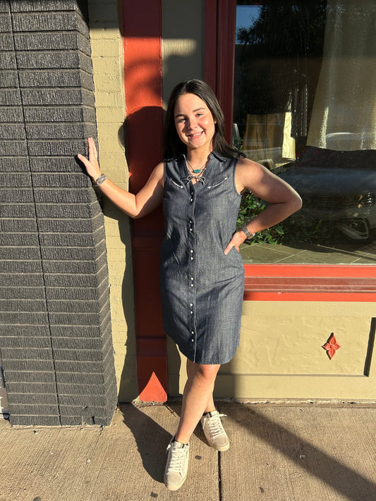 Retro Chambray Denim Dress