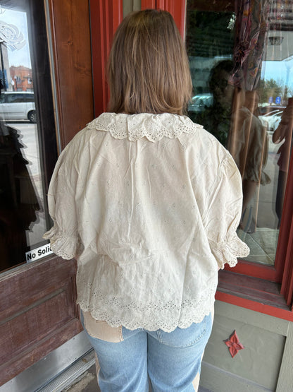 Cream Eyelet Top