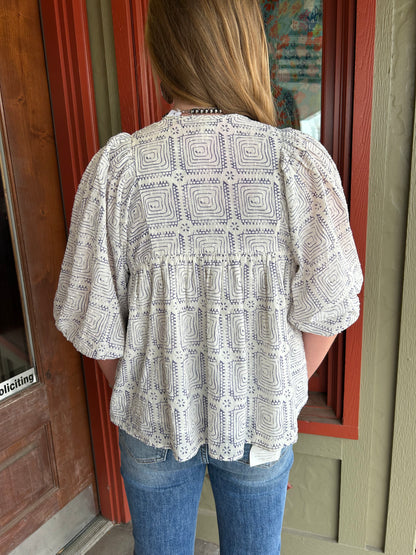 Maze Block Print Top