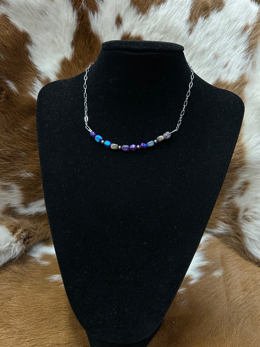 Purple Mojave Bead Bar Necklace
