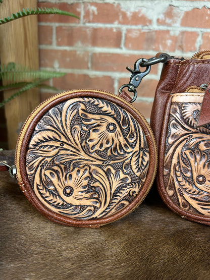 Tooled Crossbody W/ Pouch Crossbody