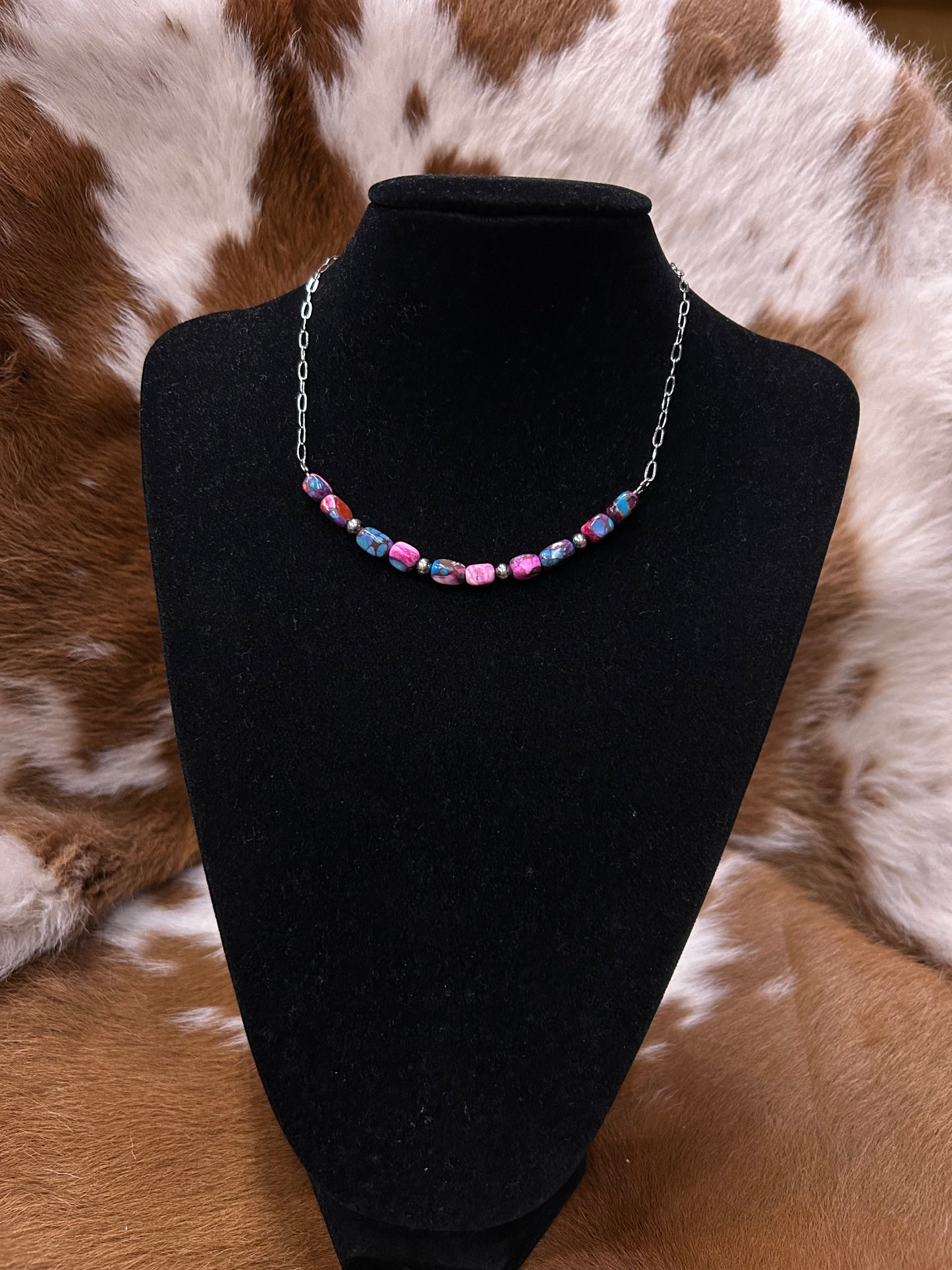 Pink Daliah Bead Bar Necklace