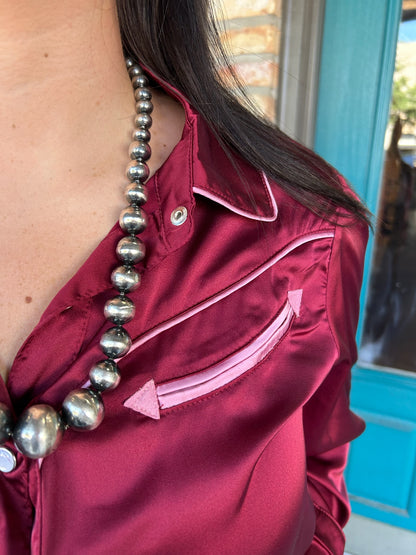 Sagebrush Shirt - Wine/Blush