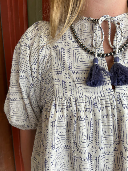 Maze Block Print Top