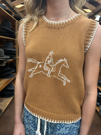 Tan Star Rider Sweater Vest