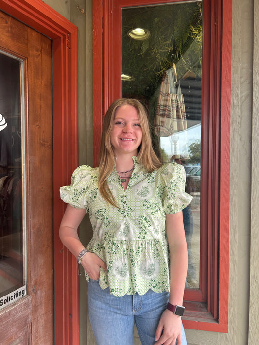 Matcha Floral Top