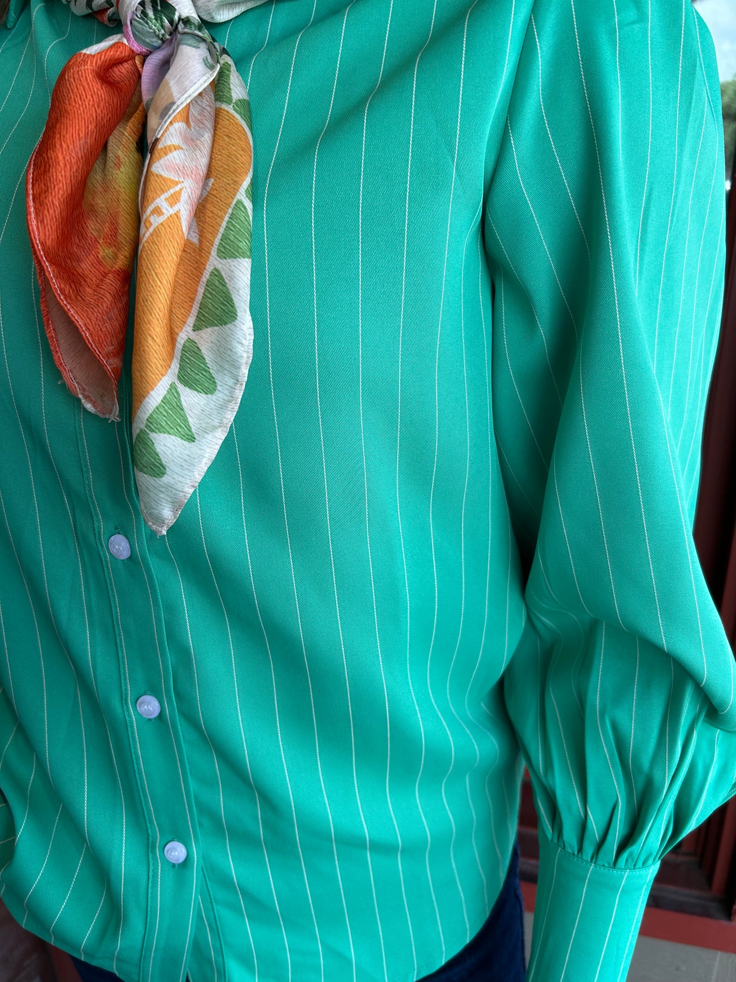 Morgan Shirt - Green Pinstripe