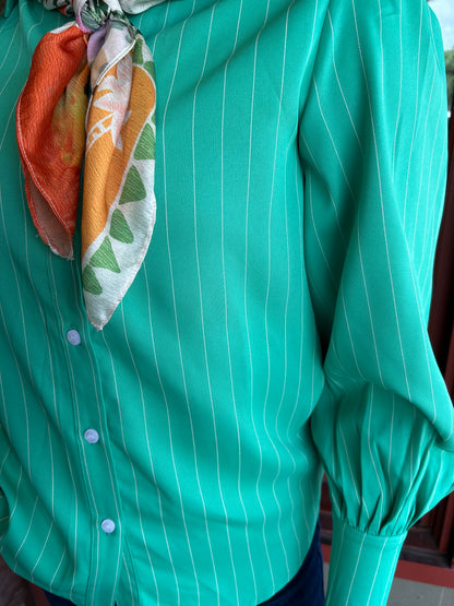 Morgan Shirt - Green Pinstripe