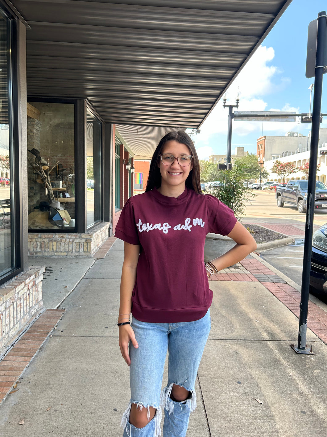 Tamu Glitter Script Top