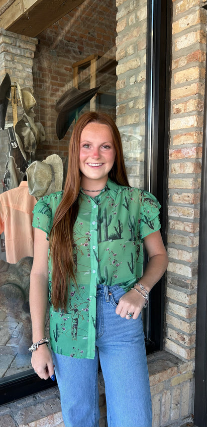 Tinsley Shirt - Green Cactus