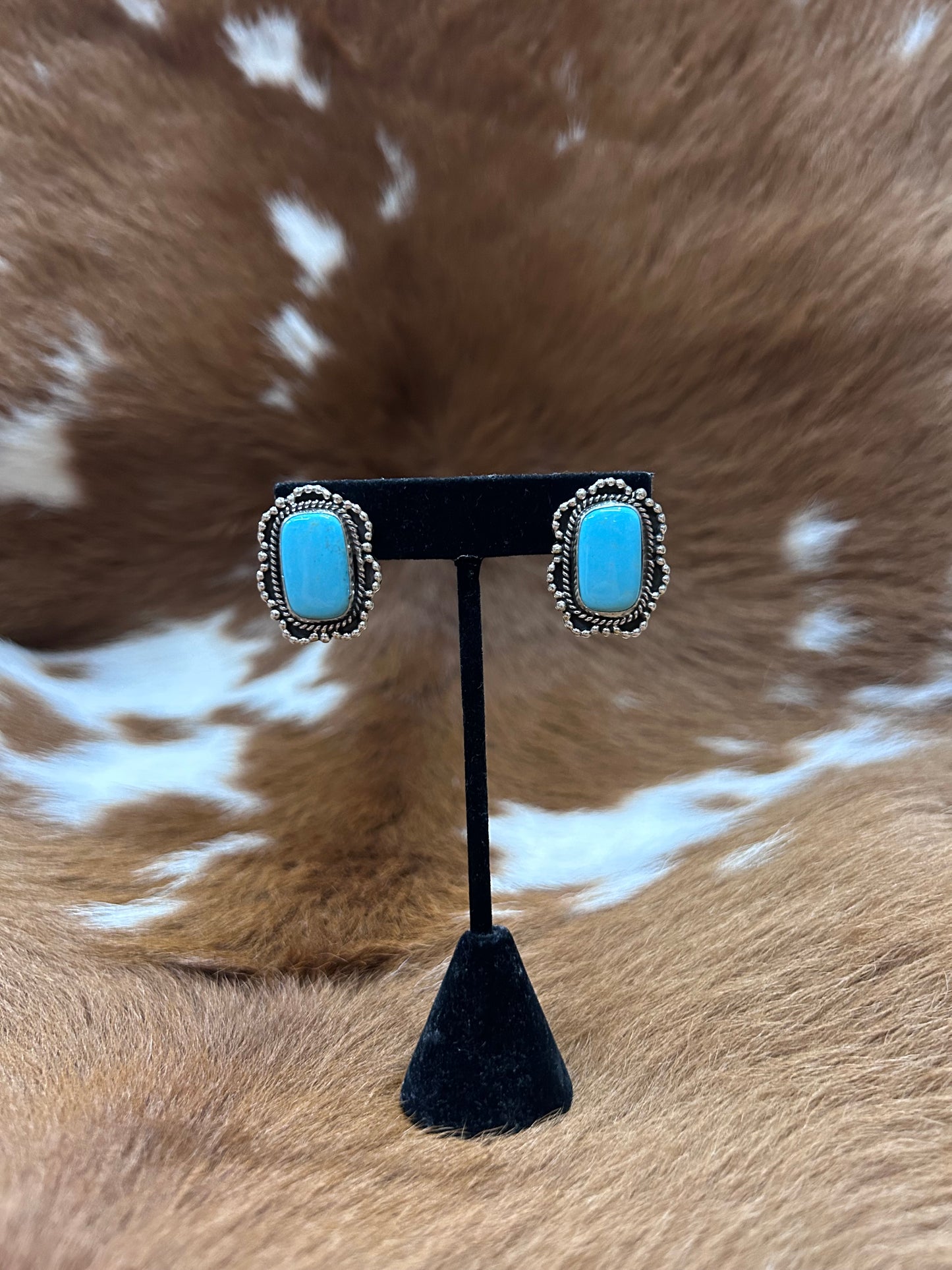 Beaded Rope Turquoise Stud
