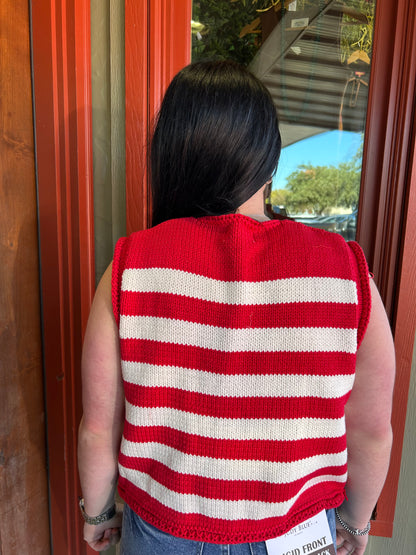 Buttoned Up Vest - Red