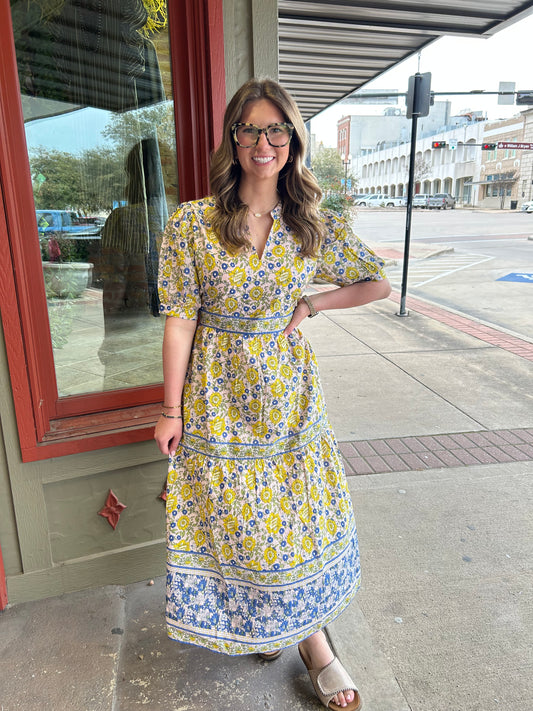 Banded Block Print Dress