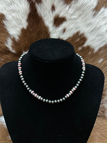 6mm Pink Conch Navajo Necklace