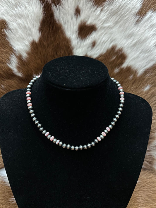 6mm Pink Conch Navajo Necklace