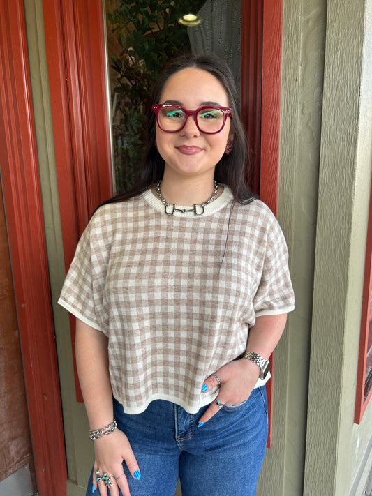 Gingham Knit Top