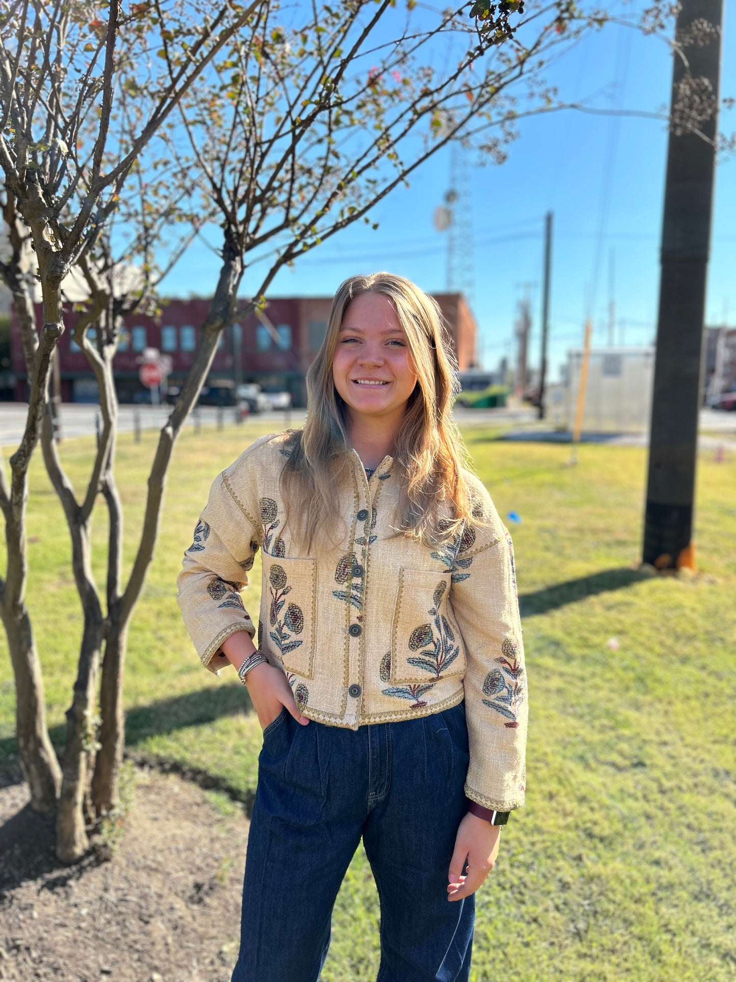 Lurex Block Print Jacket