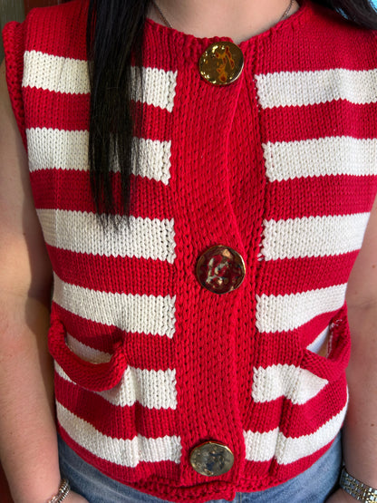 Buttoned Up Vest - Red