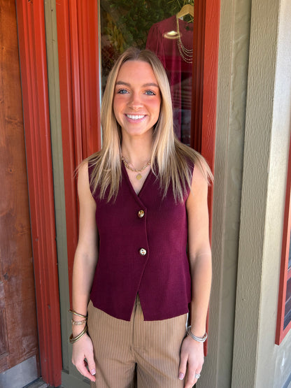 Gold Coin Vest - Wine
