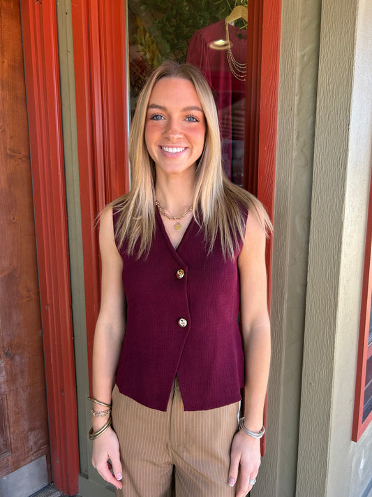 Gold Coin Vest - Wine