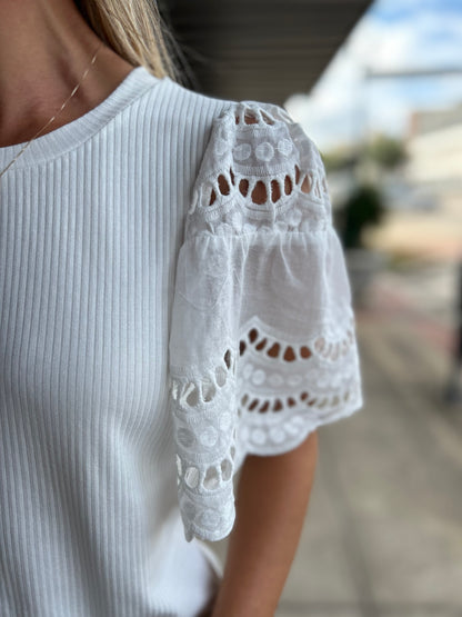 Lottie Eyelet Top - White