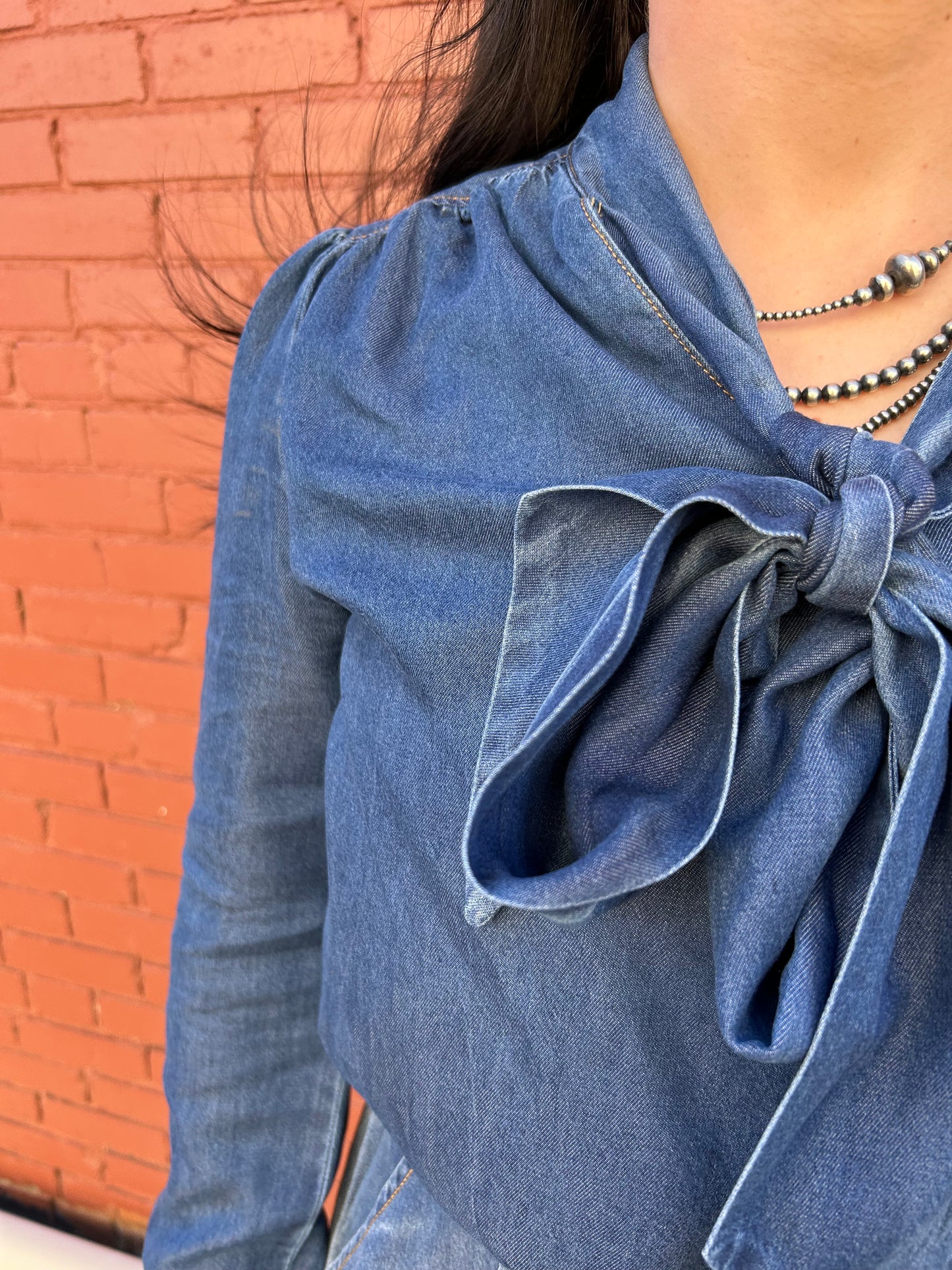 Denim Tie Top