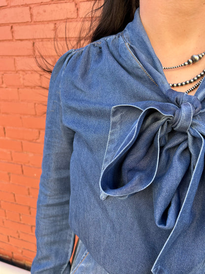 Denim Tie Top