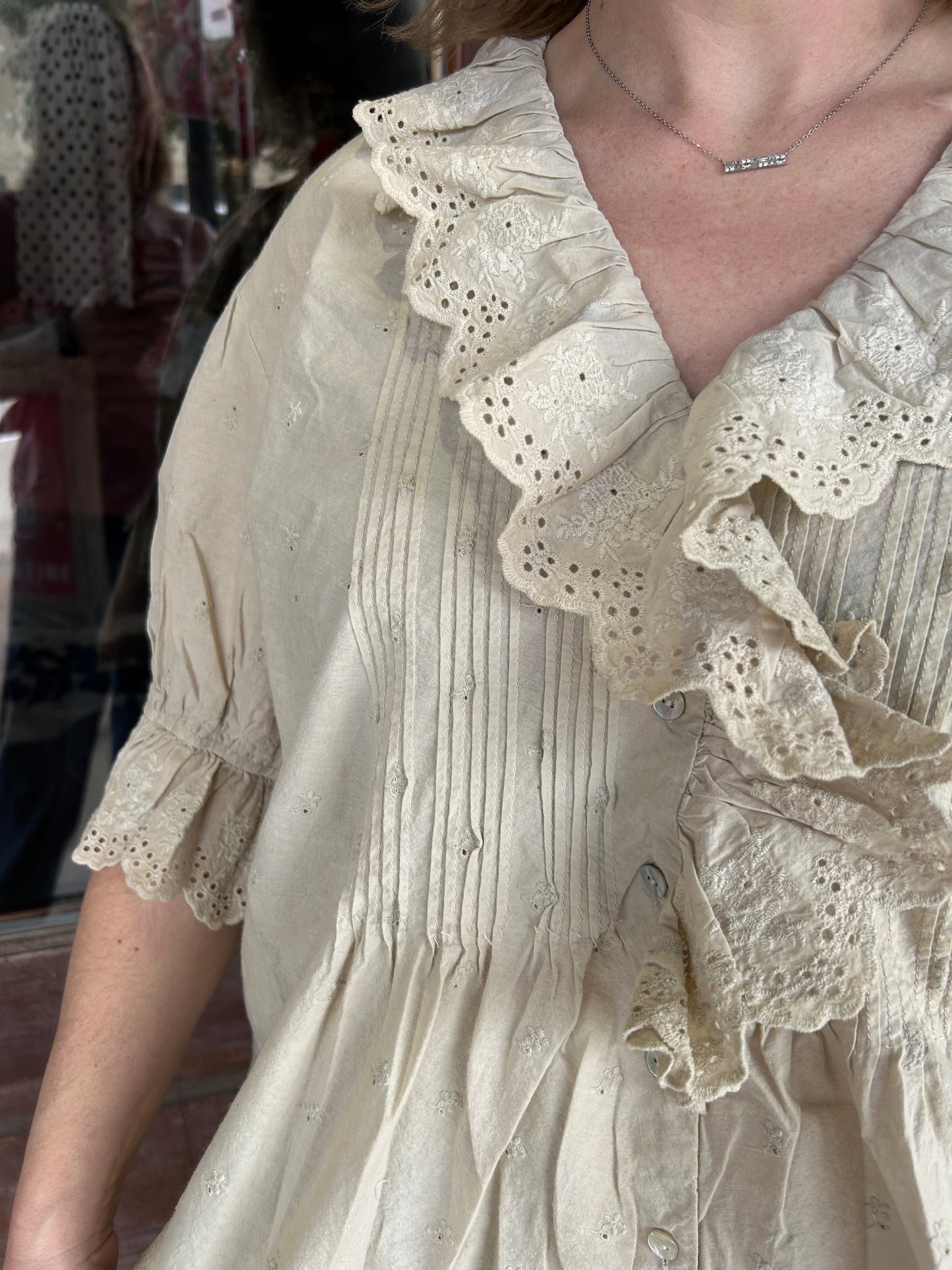 Cream Eyelet Top