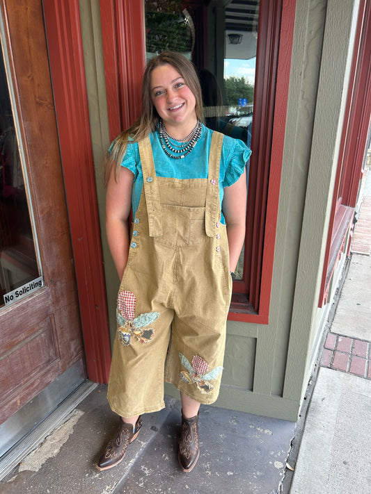 Flower Child Overall - Camel