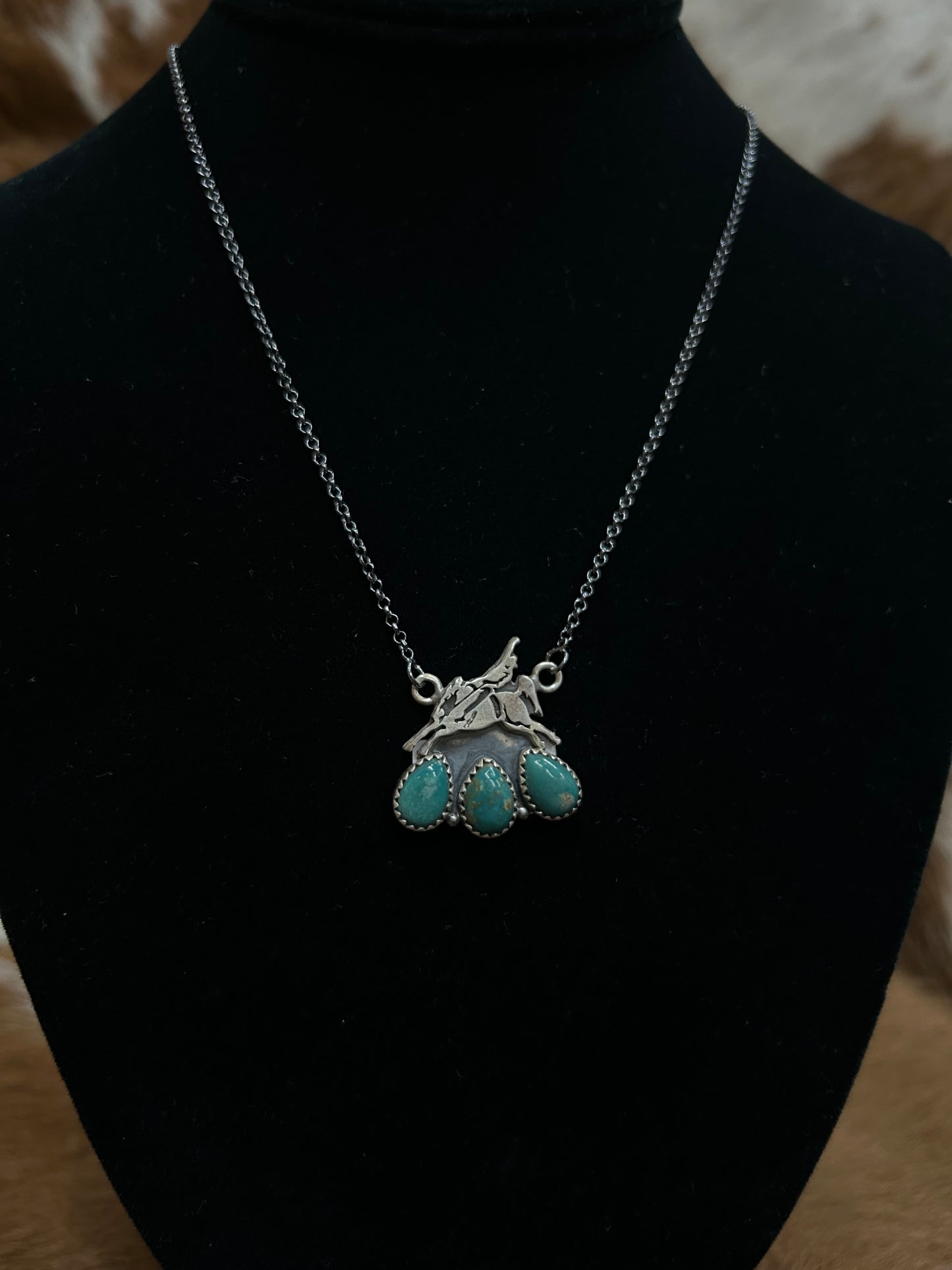 3 Stone Bucking Horse Necklace