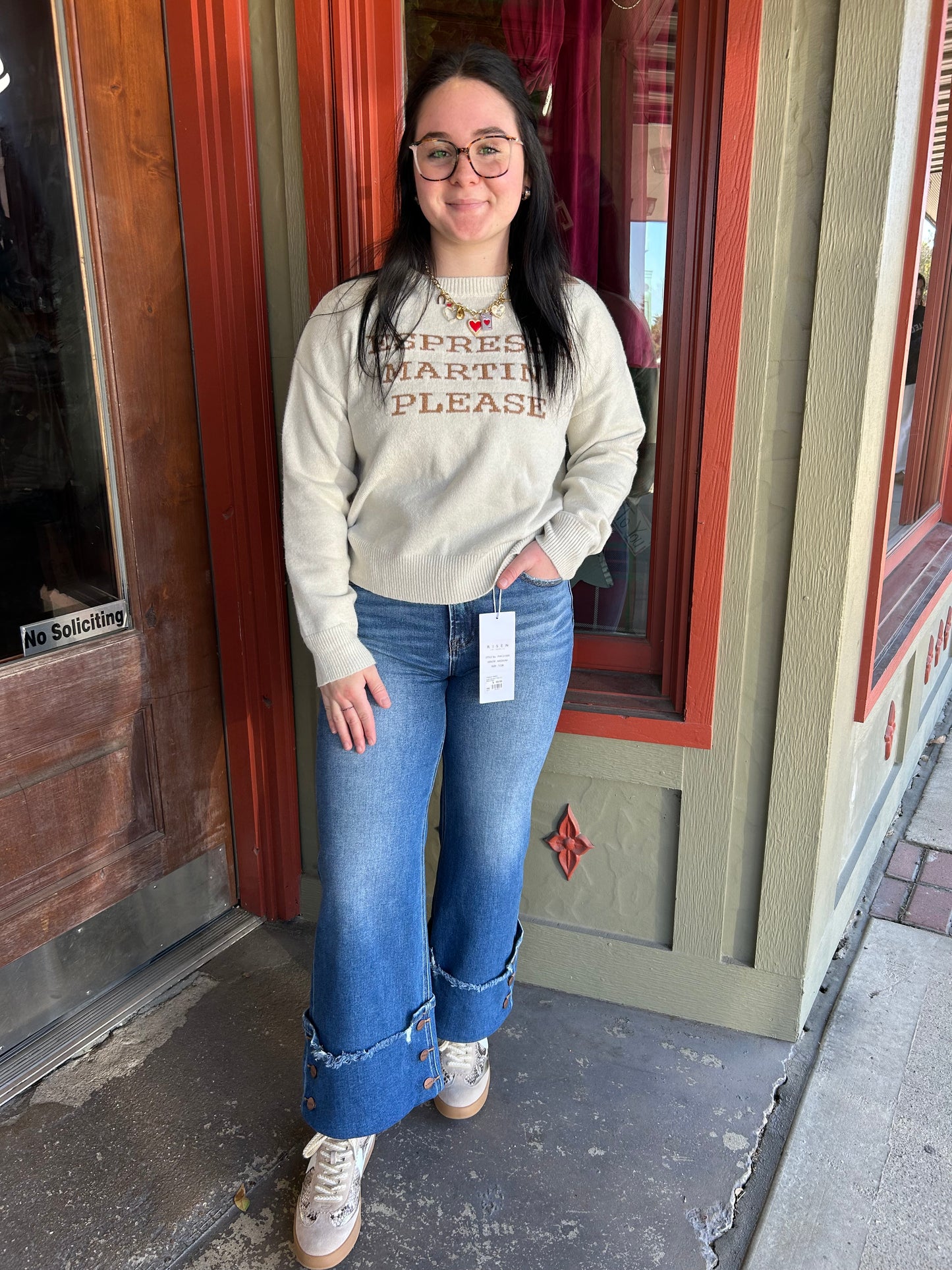 Captain Button Cuff Crop  Jean