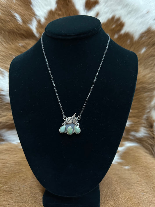3 Stone Bucking Horse Necklace